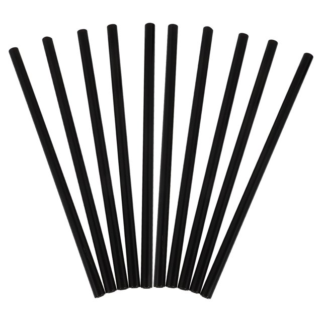 10 pajitas de vidrio transparente, coloridas, reutilizables, resistentes al calor y a altas temperaturas (negras)