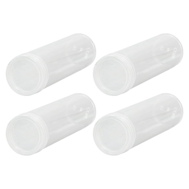 Tube de Pièce Rond Transparent, 10 Pcs Tubes de Pièce en Plastique Réutilisables Faciles à Charger avec Coussin Éponge pour Pièces de 25mm / 0.98 Po