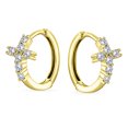 thumbnail image 2 of Bling Jewelry Womens Spiritual Kpop CZ Cross Huggie Hoop Earrings for Men Gold Plated Sterling Silver, 2 of 4