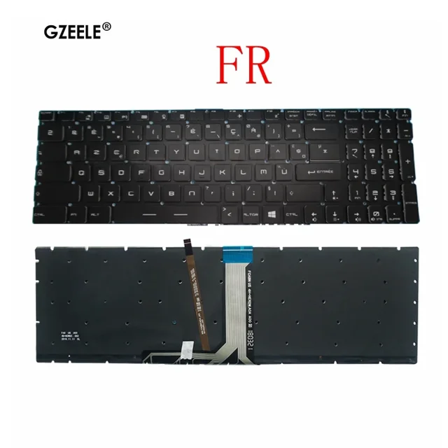 Clavier Rétroéclairé US/RU/SP/FR pour Ordinateur Portable MSI GT72 GS63 GE72 GL62M CX72 PX60 GE62 GP62 GV62 CR72 GL65 PX60 PE70 GL60 FR Rétroéclairé