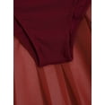 thumbnail image 7 of RUNQHUI Kids Girls Ruched Chiffon Bodice Lyrical Dance Dress Latin Jazz Dancing Dress Burgundy 10, 7 of 7