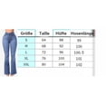 thumbnail image 2 of Pantalones vaqueros de mujer, de cintura alta, con pierna ancha, acampanados, elásticos, estilo boyfriend, estilo bootcut, holgados, informales (L), 2 of 5