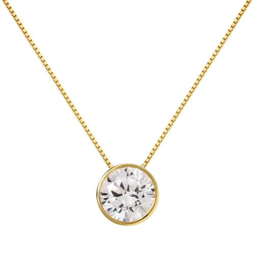 Everyday Elegance - 14K Solid Yellow Gold Pendant Necklace | Bezel Set ...