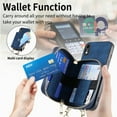 thumbnail image 2 of ELEHOLD iPhone XR Crossbody Wallet Case, Zipper PU Leather Phone Case with Card Holder Wrist Strap Purse Cover for iPhone XR,Blue, 2 of 7