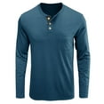 thumbnail image 3 of Pompotops Chemise à Manches Longues pour Hommes, Basique, Couleur Unie, Col Rond, en Solde, 3 of 5