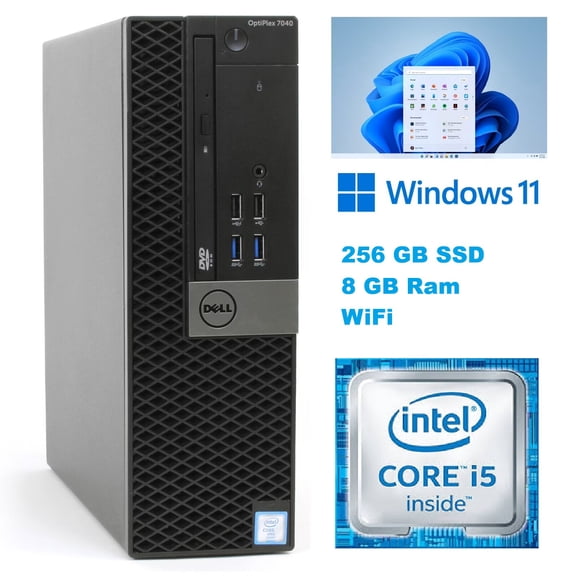 Restored Dell Optiplex 7040 Desktop Computers, Intel Core i5, 8GB RAM, 250GB SSD, DVD, Black (Refurbished)