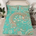 thumbnail image 3 of Feelyou Retro Western Paisley Twin Sheet Sets, Bohemian Damask Flower Twin Fitted Sheet, Mandala Hippie Theme Flat Sheet, Microfiber Bedroom Decor, 3pcs, 3 of 8