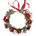 thumbnail image 2 of Boho Corona Flor Diadema Cabello Guirnalda Novia Cabeza Guirnalda Tiara Damas de Honor para Fiesta de Navidad , Rojo A Soledad corona de flores, 2 of 10