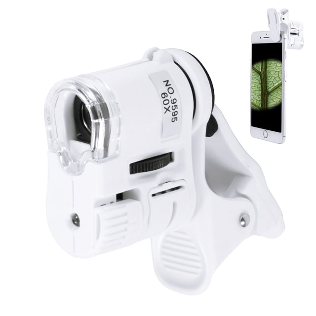 Universal 60X Teléfono Móvil Lente De Microscopio Zoom Micro Cámara Clip Con Luz Led Lente De Teléfono Monstrate EL013589-00