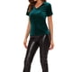 thumbnail image 4 of Camiseta casual de terciopelo de mujer Inspire Chic, con cuello en V y mangas cortas, talla 3XL, color verde lago, 4 of 6