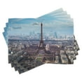 thumbnail image 1 of Ambesonne Eiffel Tower Place Mats Set of 4, View of Eiffel Tower, Standard Size, Pale Blue Brown, 1 of 6