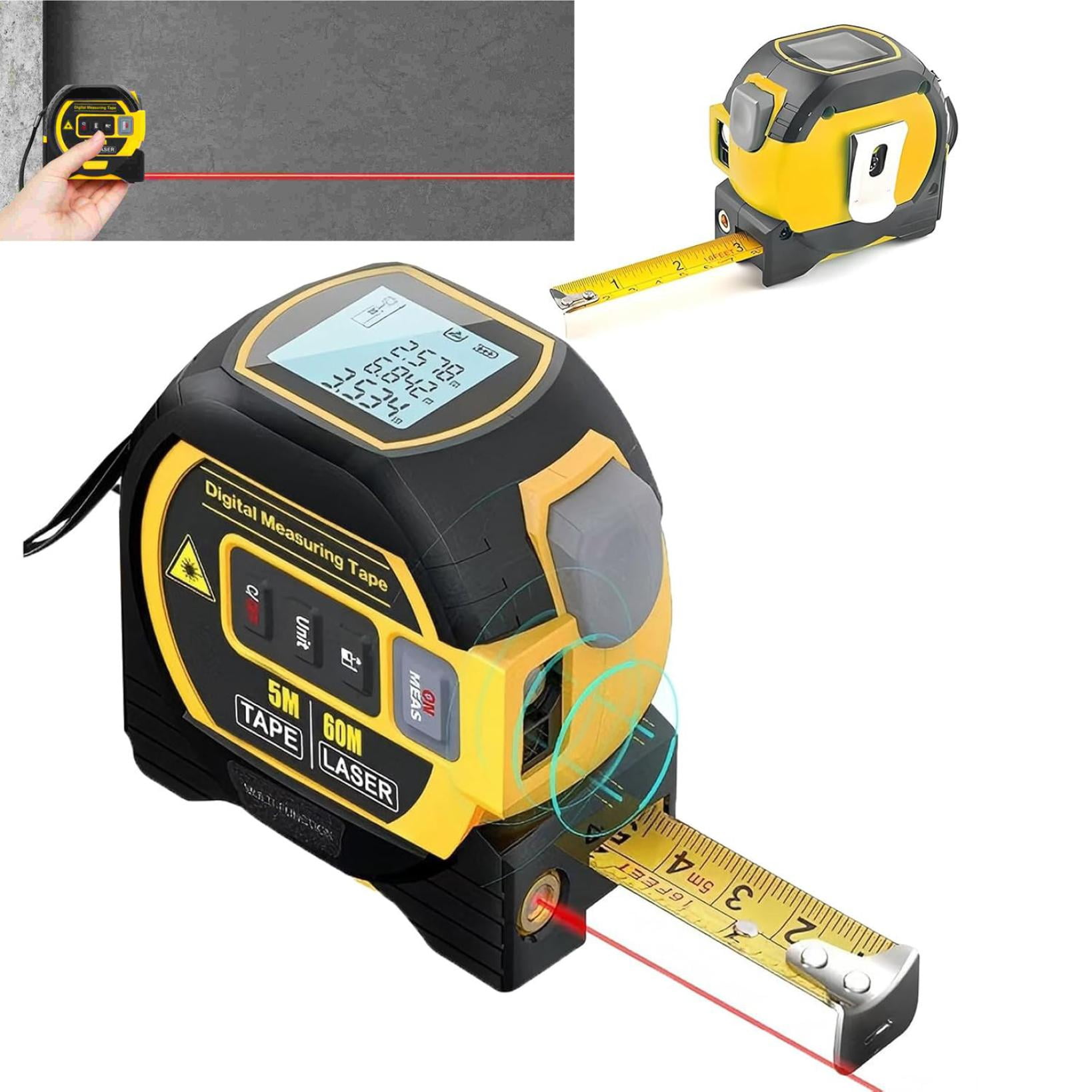 3-In-1 Laser Measuring Tape, Digital Laser Tape Measure with LCD Display, Store 20 Sets of Data, 16-197 Ft Tape Measure for DIY & Construction