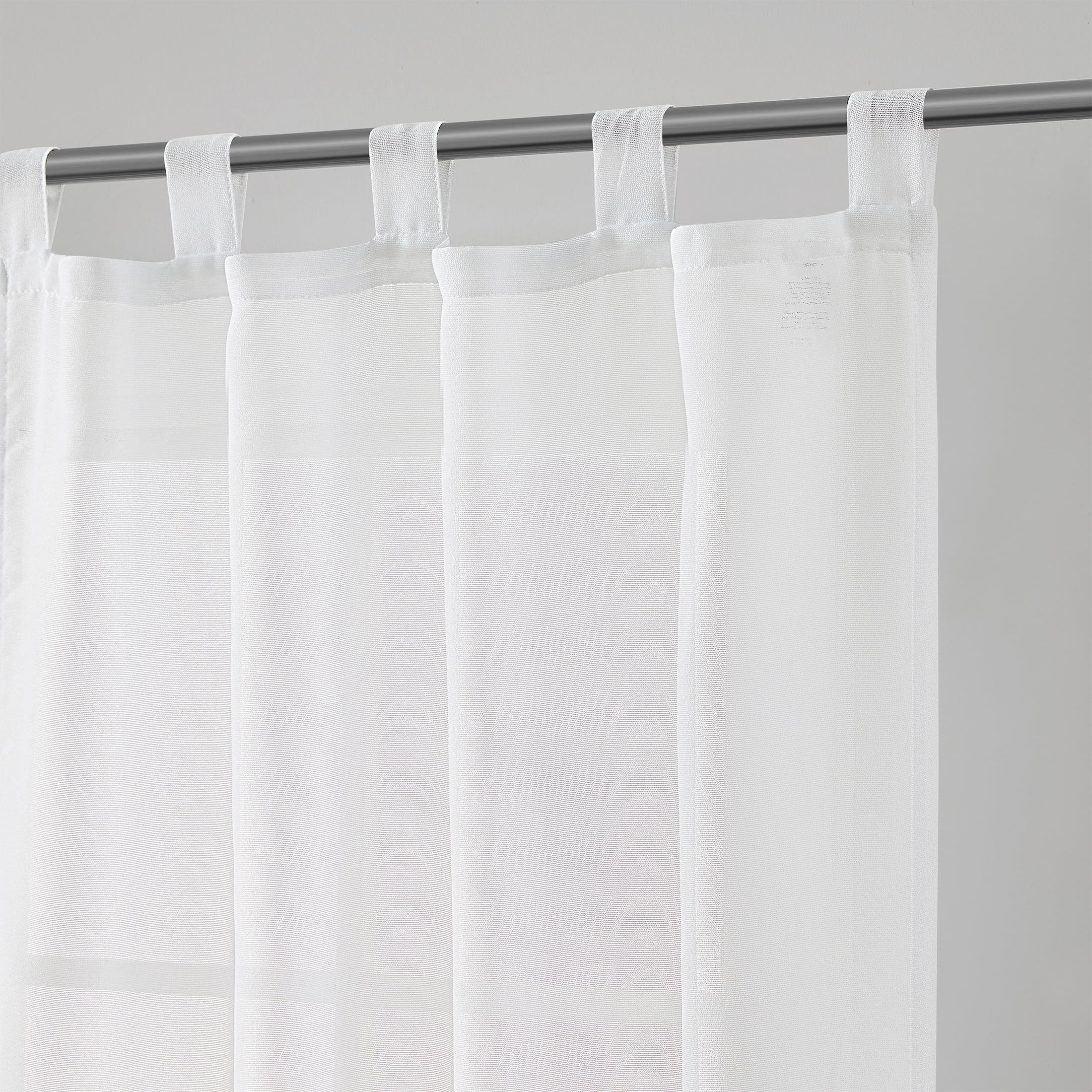 Mainstays Light Filtering Tab Top Curtain Panel Set, 2 Panels, White, 37 in x 95 in