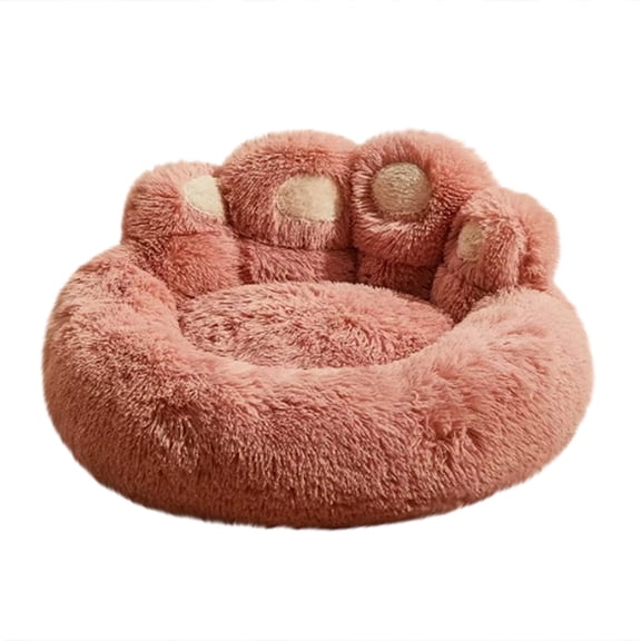 dgysar Soothing Pet Bed Donut Design Faux Fur Dog and Cat Bed with Non-Slip Bottom and Washable Cover for Deep Sleep Pink M