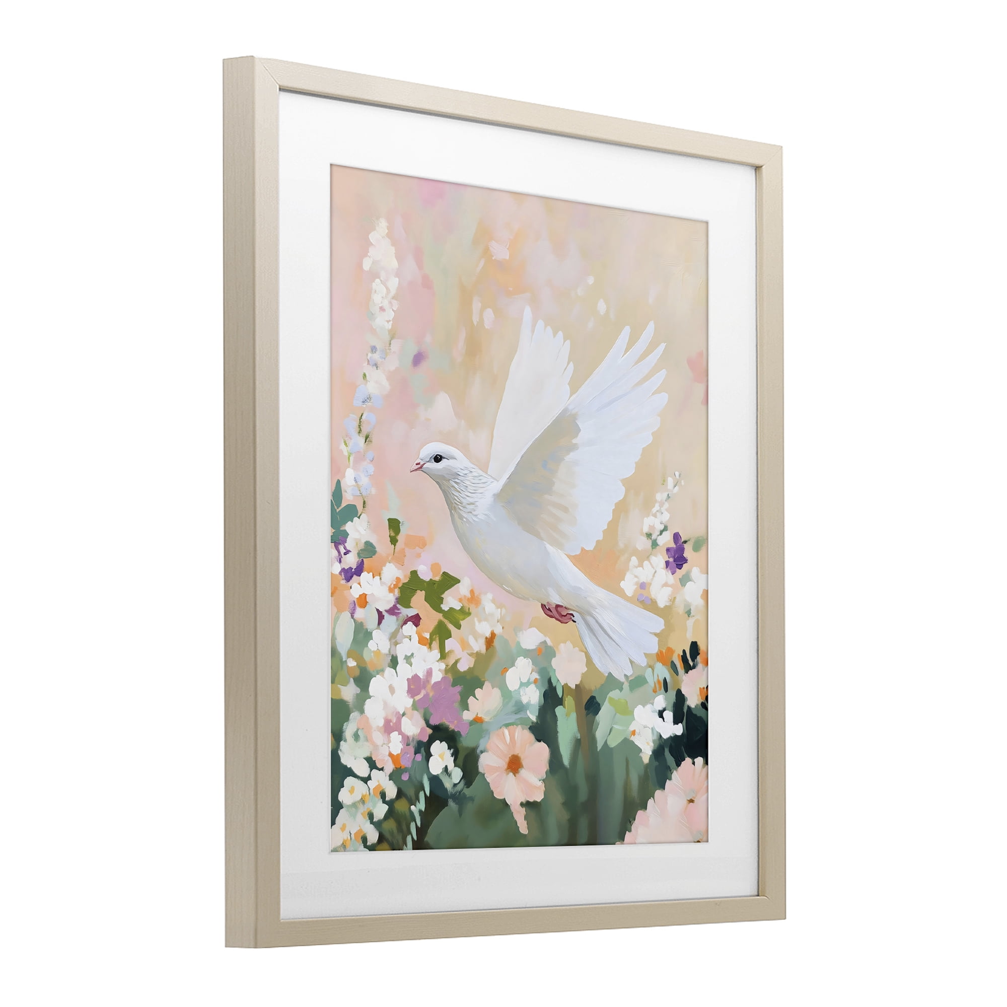 Stupell Industries White Dove Among Spring Blooms Birch Framed Print Under Glass, design by The Prints Vibe
