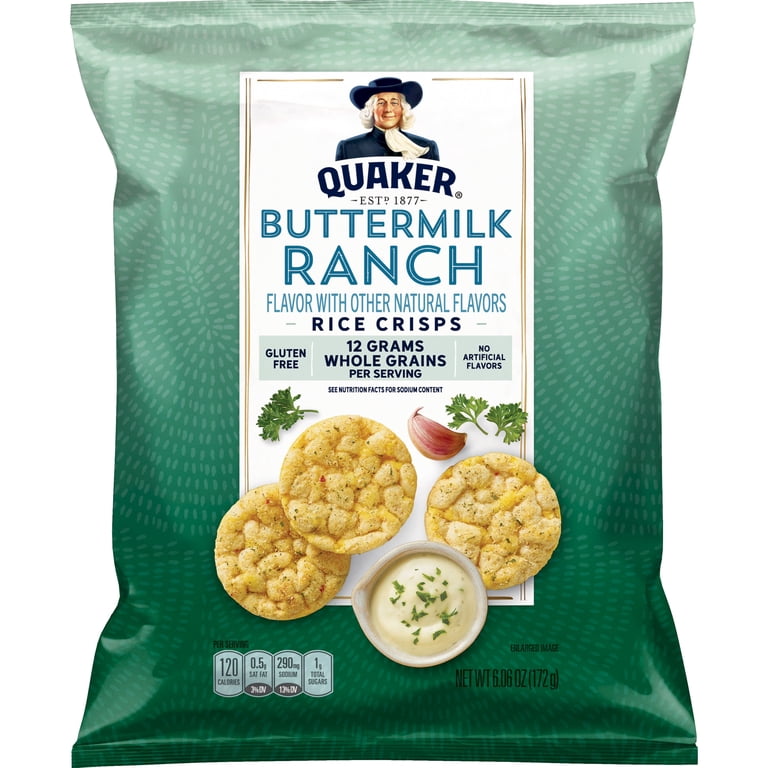 Quaker Rice Crisps, Buttermilk Ranch Flavor, Mini Snack, 6.06 oz
