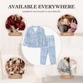 thumbnail image 7 of Lsque White Bule Glitter Pattern Long Sleeve Pajama Set for Women - Soft 2-Piece Sleepwear and Loungewear Set with Pockets, Comfy Nightwear-Large, 7 of 7