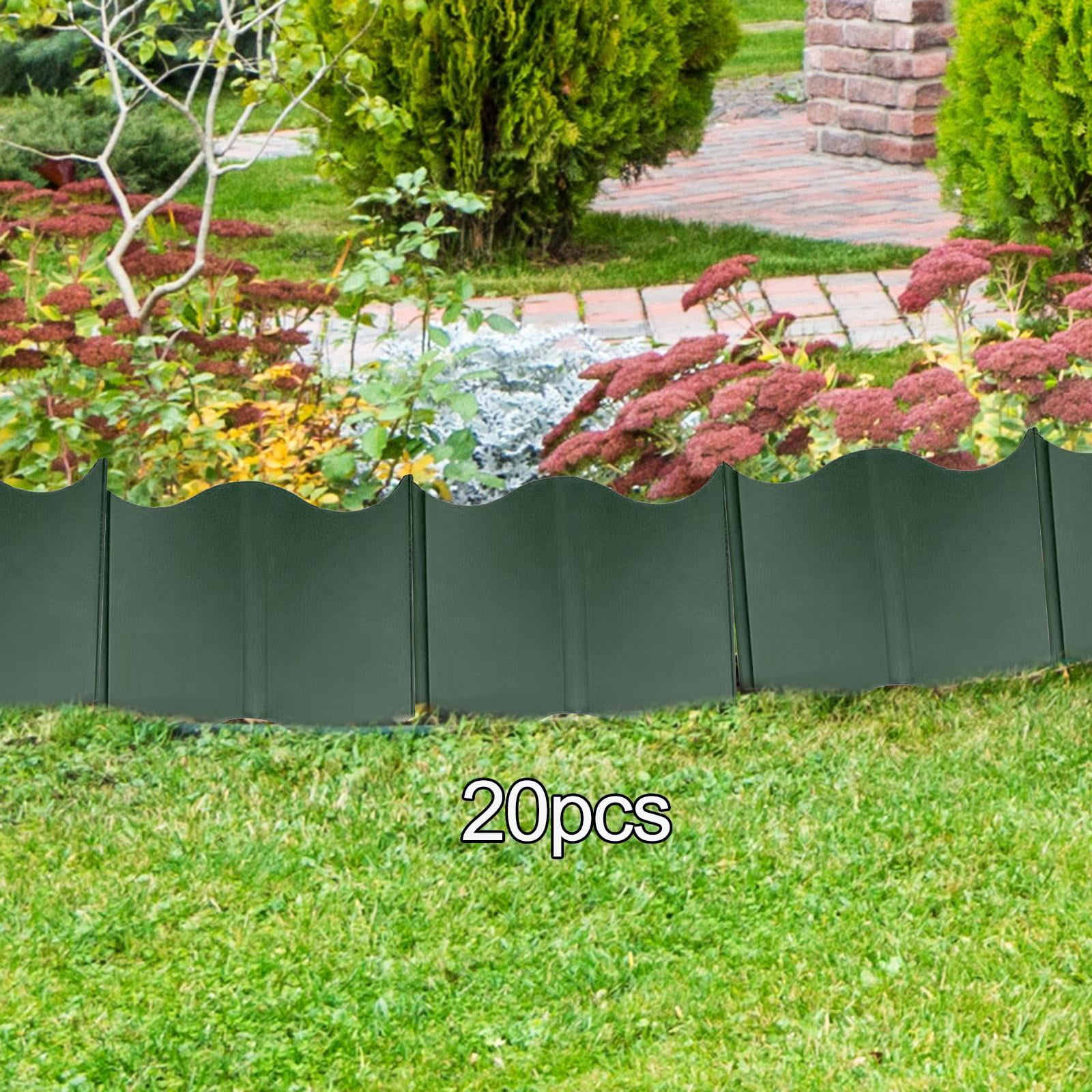 simhoa 20Pcs Garden Edging Border Garden Bed Edging DIY Landscaping Border Garden Fence Border for Flower Bed Garden Outdoor Walkway Green