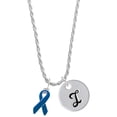 thumbnail image 1 of Delight Jewelry Silvertone Blue Ribbon Silvertone Script Initial Disc - I - Charm Necklace, 20"+3", 1 of 4