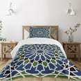 thumbnail image 3 of Ambesonne Orient Quilted Bedspread Set 2 Pcs, Orient Mandala, Twin Size, Olive Green Dark Blue, 3 of 6