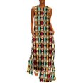 thumbnail image 2 of 1970's Style Retro Bohemian Sevties Vintage Pattern Long Dress Wom's dresses prom dress02 Dress, 2 of 7