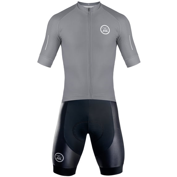 Zol Cycling Jersey and Bib Kit (Large, Grey)