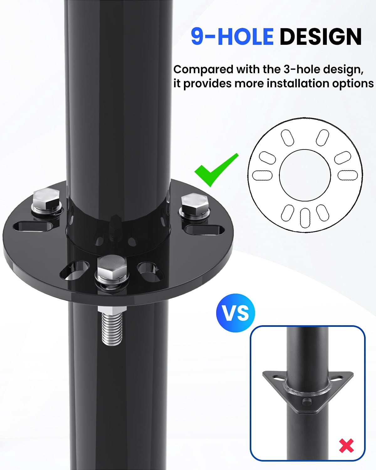 5000 lbs Heavy Duty Trailer Jack, 23" Lift, 20-24V Cordless Drill Compatible, for RV, Boat, Yacht & Utility Trailers, with Manual Crank Handle & Weatherproof Cover, Black