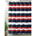 thumbnail image 2 of Fsddascl Red Navy Blue Striped Shower Curtain Set - 60" x 72" Washable Bathtub Curtain with 12 Hooks, Contemporary Minimalist Aesthetic Waterproof Fabric Stall Shower Curtains for Bathroom/Bathtub, 2 of 6