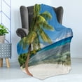 thumbnail image 4 of Fiji Soft Flannel Fleece Throw Blanket, Real Life Image of an Island with a Sky Paradise for Travelers, Cozy Plush for Indoor and Outdoor Use, 50" x 60", Azure Blue Multicolor, by Ambesonne, 4 of 5