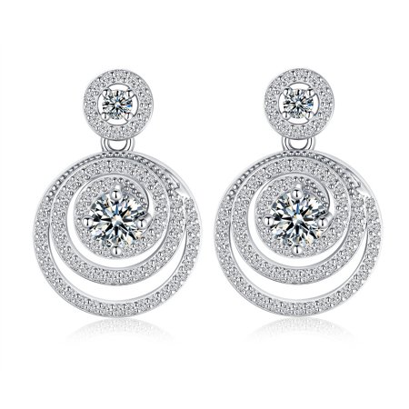 Leander 925 Sterling Silver Moissanite Stud Earrings, Stylish Round D-Color Moissanite Earrings for Women