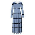 thumbnail image 4 of Xysaqa Women's Plain Striped Long Maxi Dress Casual Loose Long Sleeve Soft Round-Neck Flowy Long Dresses S-XXL, 4 of 5