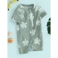 thumbnail image 3 of Bslissey Toddler Baby Boys One Piece Swimsuit Cute Turtle Print Short Sleeve Jumpsuit Swimwear Infant Casual 1/2 Zipper Bathing Suit 0-4T Kids Summer Beach Wear, 3 of 9