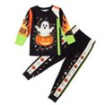 thumbnail image 6 of XAOFW Boys Girls Halloween Pajamas Pumpkin Ghost Print Long Sleeve Tops Pants Toddler Kids Fall Winter Cozy Sleepwear 3-4 Years, 6 of 9