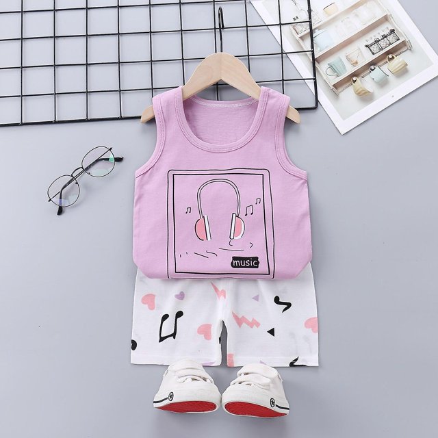 24M 65OrangeSummer Cute Cartoon 2pcs Niños Bebé Niños Niñas Chaleco de dibujos animados Top Shorts Pantalones Conjunto Ropa Niños Pijamas Niñas Ropa Conjuntos esquí esquí Gafas de esquí