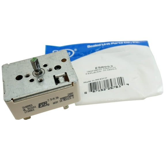 Supco Infinite Switch for Whirlpool Oven, AP6007658, 3148953, ES8953