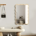 thumbnail image 5 of Solid Wood Wavy Rectangle Mirror - Natural Wood 40" x 28" Modern Wall Decor for Bathroom, Bedroom, Living Room, Dining Room & Entryway, 5 of 9