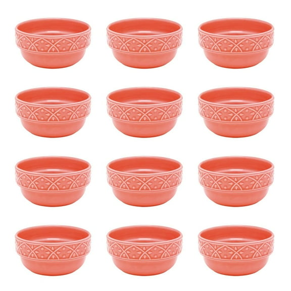 Manhattan Comfort Daily Mendi 6 Large Dinner Soup  16.91 oz. Bowls  in Coral