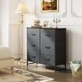 thumbnail image 4 of Fabric Dresser for Bedroom, 6 Drawer Double Dresser, Storage Tower with Fabric Bins, Chest of Drawers for Closet, Living Room, Hallway, Dark Grey, 4 of 8