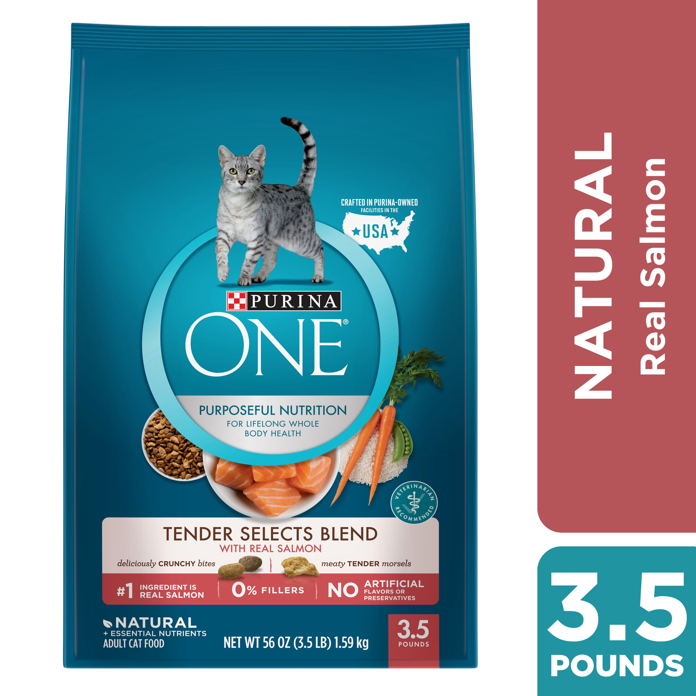 Purina ONE Natural Dry Cat Food, Tender Selects Blend With Real Salmon