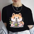 thumbnail image 3 of Camiseta informal Kawaii Boba con estampado de té de la leche para mujer, camiseta de dibujos animados de té de burbujas, ropa para mujer, camisetas de Anime de gato bonito, Tops, 3 of 5