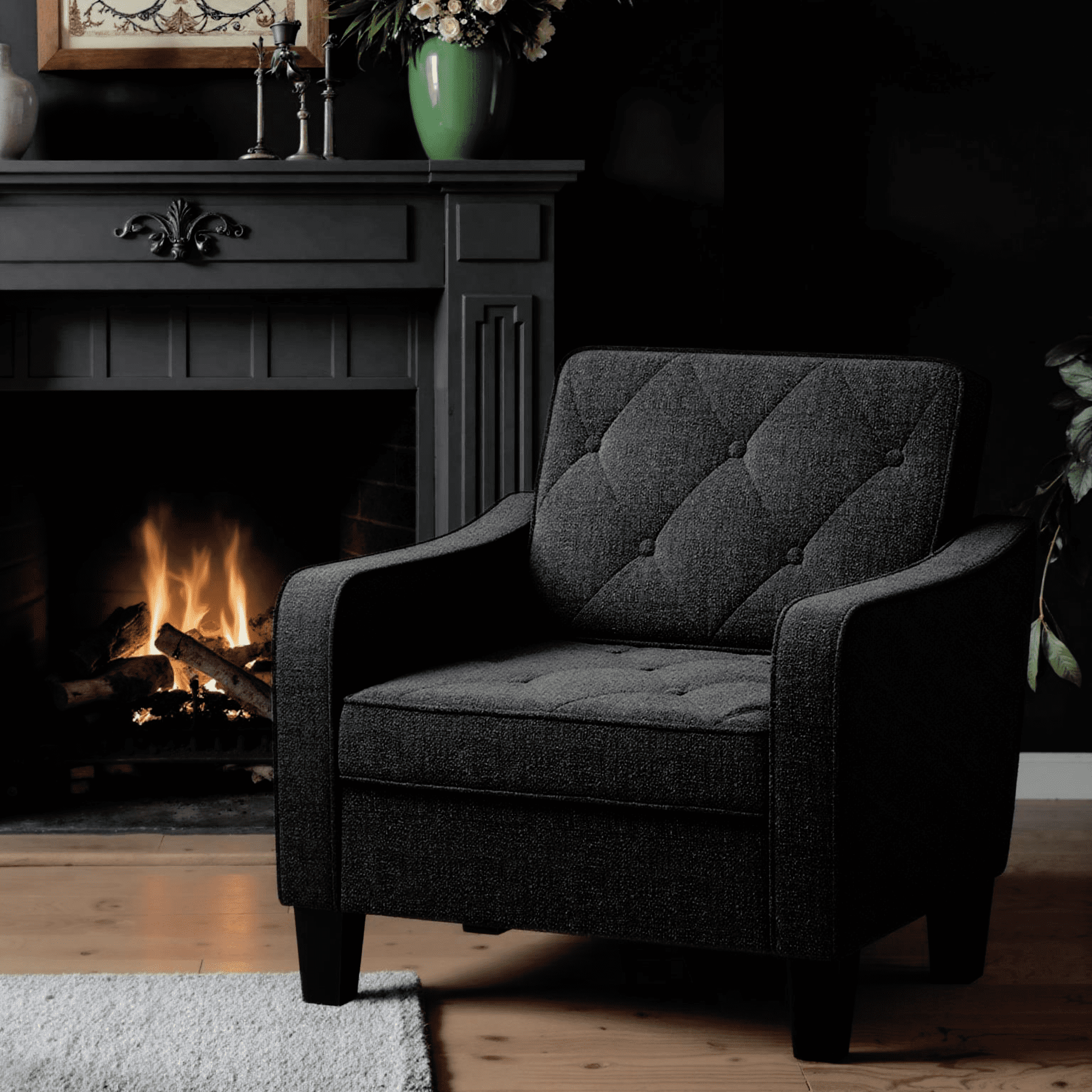 LAZZO Accent Chair, Comfy Tufted Living Room Arm Chair, Modern Upholstered Club Chair，Gray-2 Pack