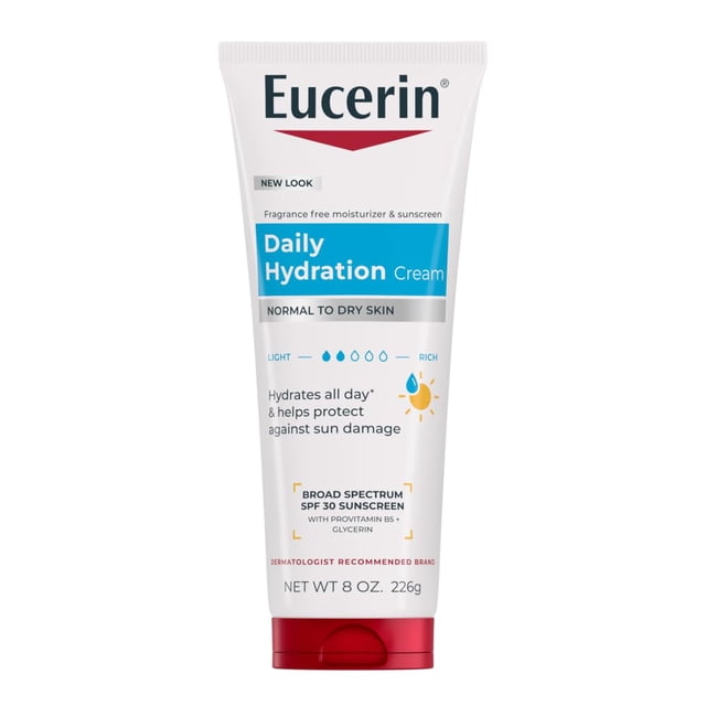 Eucerin Daily Hydration Broad Spectrum SPF 30 Body Cream, 8.0 Ounce