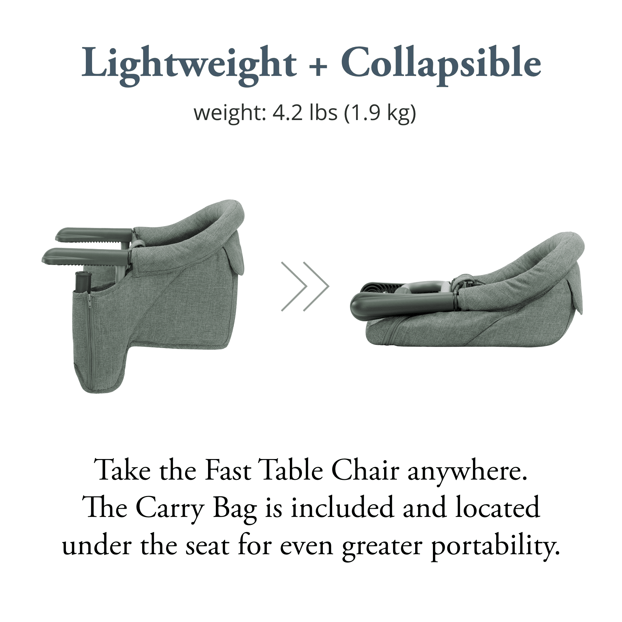 Inglesina Fast Table Chair with Dining Tray, Pine Green Melange, Portable Baby High Chair