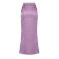 thumbnail image 4 of Womens Fishtail Satin Skirts Dressy Casual Elegant Bodycon Pencil Silk Long Skirts Party Work Business Outfits Purple, M, 4 of 7