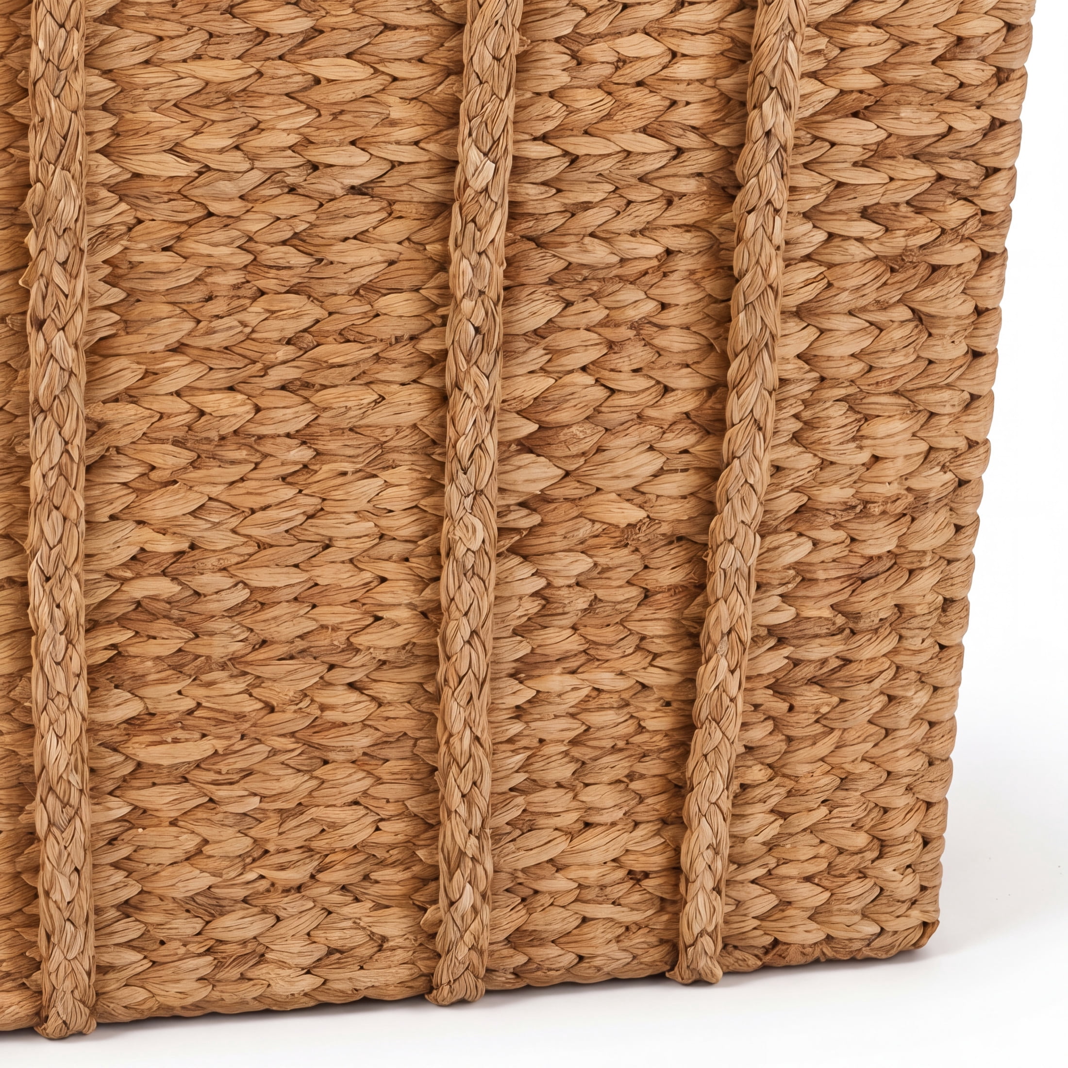 DecMode 28" x 24" Brown Seagrass Handmade Woven Storage Basket with Braided Handles, 1-Piece