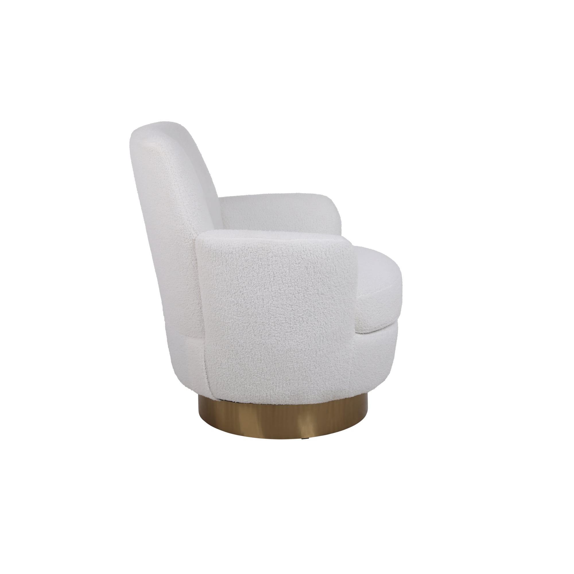 Leumius Velvet Swivel Barrel Chair, Swivel Accent Chairs Armchair, Round Barrel Chairs with Gold Stainless Steel Base for Living Room Reading Room Bedroom Ivory