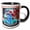 Black/White, variant on 3drose, Tropical Beach Surfboard and Ocean Scenery a Surfers Gift, 15oz Mug