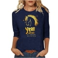 thumbnail image 3 of TaTaai Womens 2026 New Year Celebration Print Three Quarter Sleeve Top Round Neck Casual Blouse Holiday Festival Party Wear Gift, 3 of 5