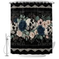 thumbnail image 2 of Shower Curtains for Bathroom, Halloween Waterproof Fabric Shower Curtain, Boho Horror Skull Flower Leaf Black Decorative Bathroom Curtain for Bathtub, 66"x72", No Hooks Included, 2 of 9