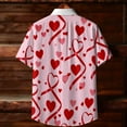 thumbnail image 3 of Unisex Relaxed Short-Sleeve Heart Print Couple Shirt Valentine's Day Gift Turn-Down Collar Summer Casual Multi-Color, 3 of 9